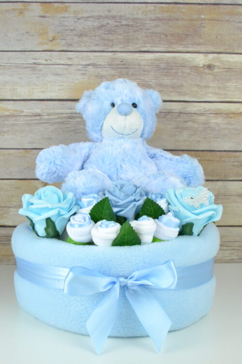 One Tier Blue Rose Nappy Cake