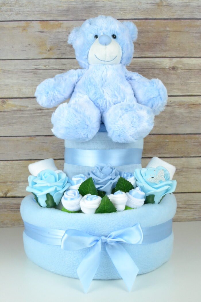 Two Tier Blue Rose Nappy Cake