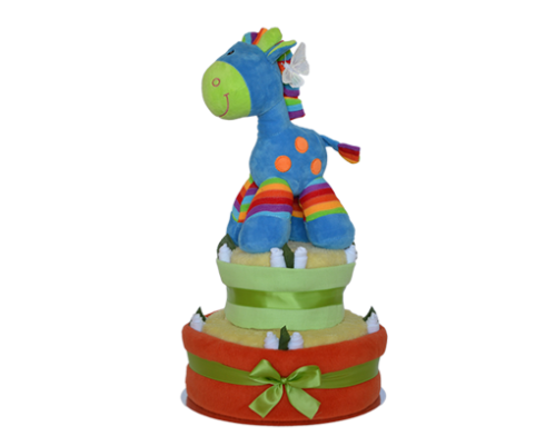Two Tier Funky Blue Nappy Cake