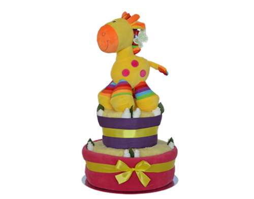 Two Tier Funky Pink Nappy Cake