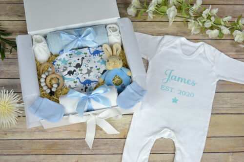Blue - Personalised Romper Baby Gift Box